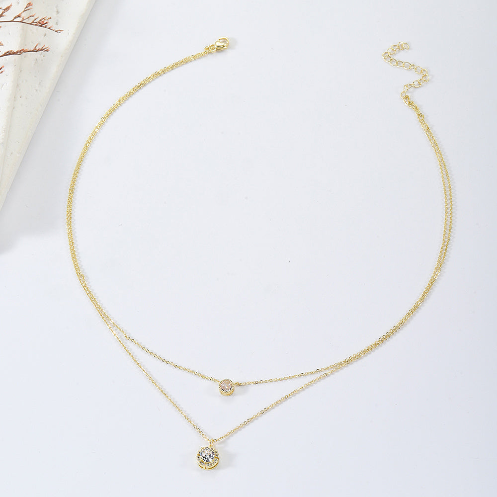Sparkling Three-dimensional Zircon Pendant Necklace,