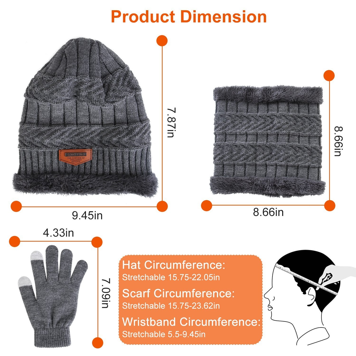 3Pcs Winter Knitted Hat Scarf Gloves Winter Warm Beanie And Touch Screen Gloves Scarf Set Knit Beanie Skull Cap Neck Warmer Mittens For Men Women