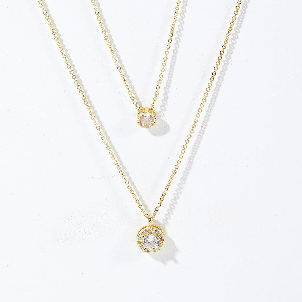 Sparkling Three-dimensional Zircon Pendant Necklace,