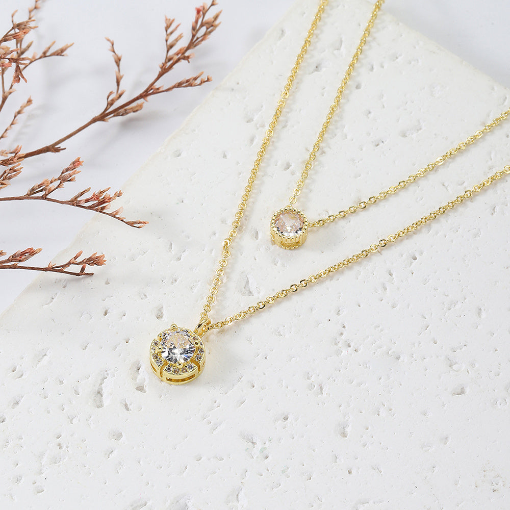 Sparkling Three-dimensional Zircon Pendant Necklace,