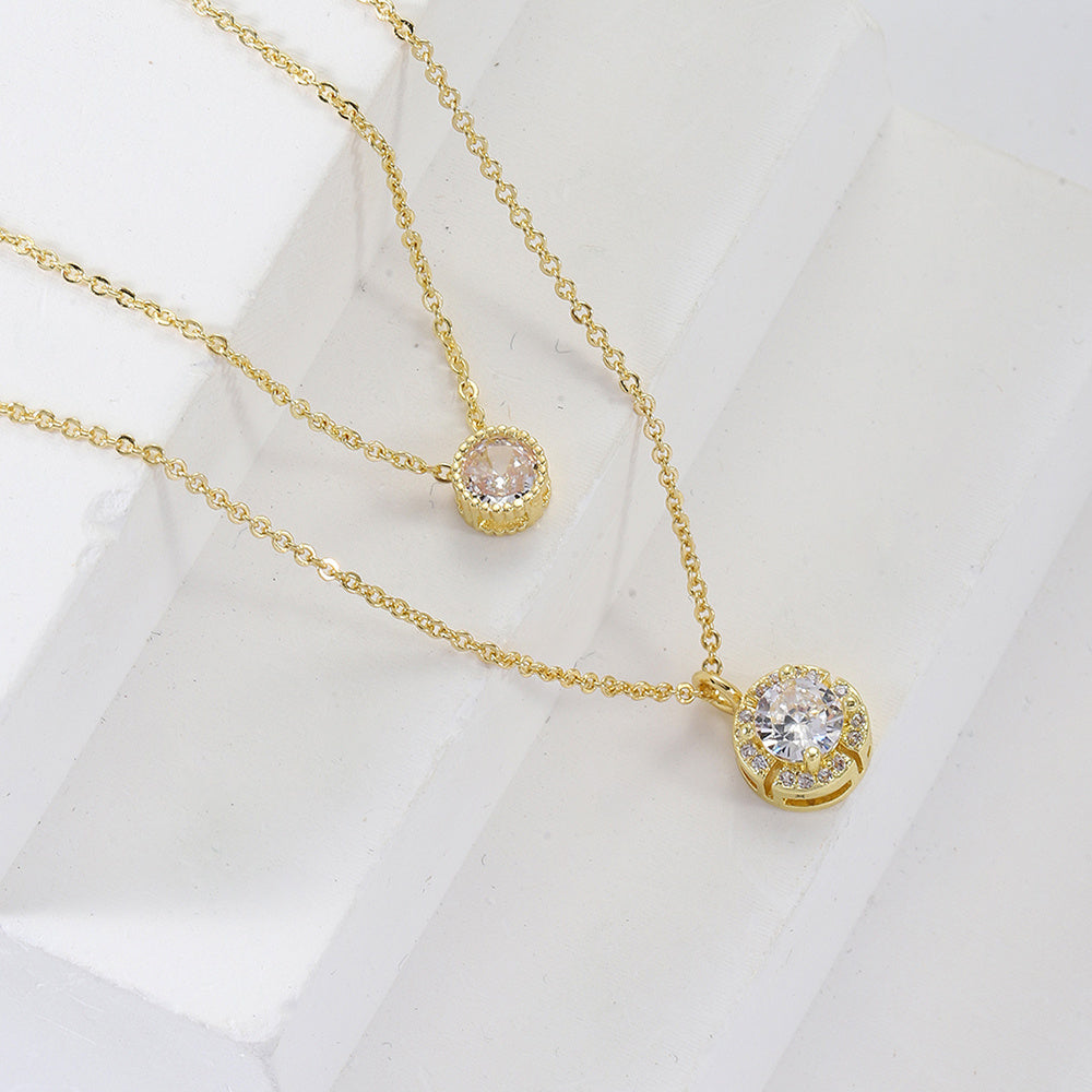 Sparkling Three-dimensional Zircon Pendant Necklace,