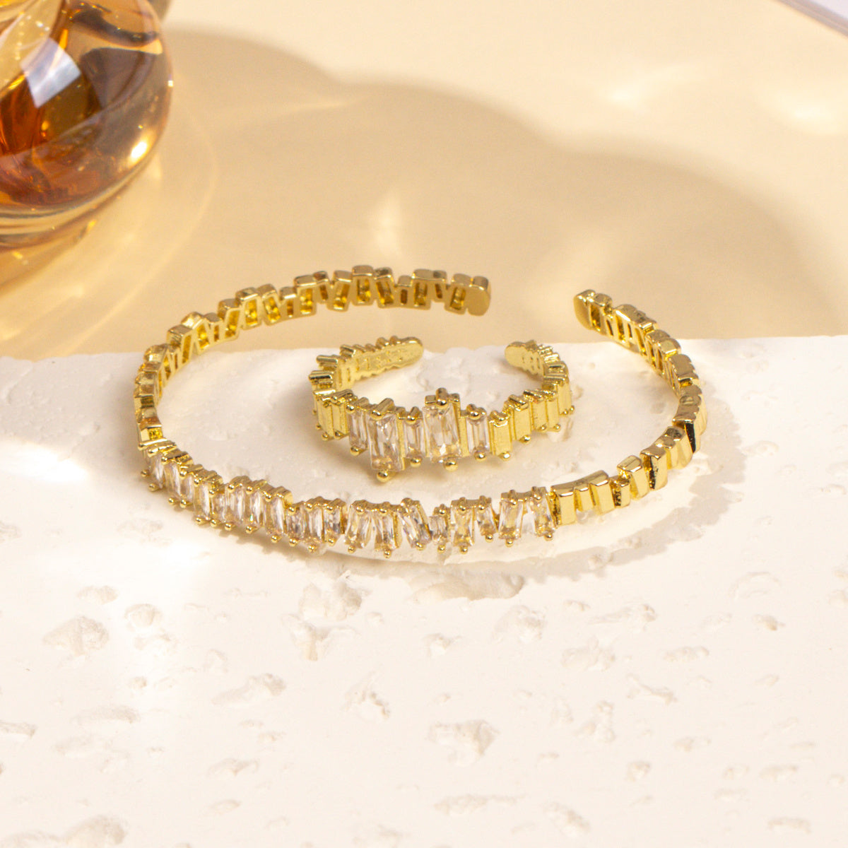 Cubic Zirconia Wristband and Ring