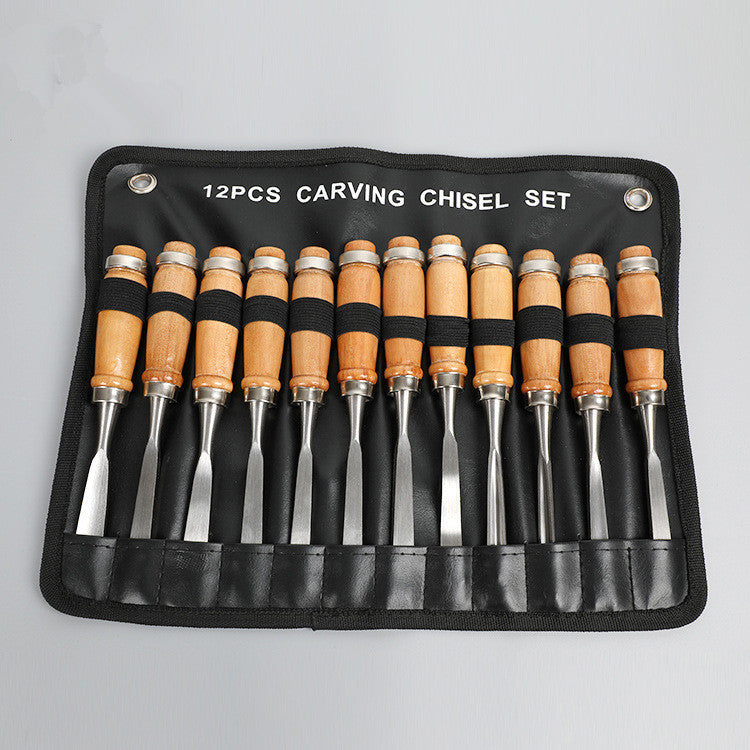Manufacturers Supply New 12-Piece Tool Carving Chisels Handmade Wood Carving Knives Woodworking Turning Tools Carving Woodworking Chisels