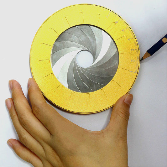Compass carpentry round painted icon ruler