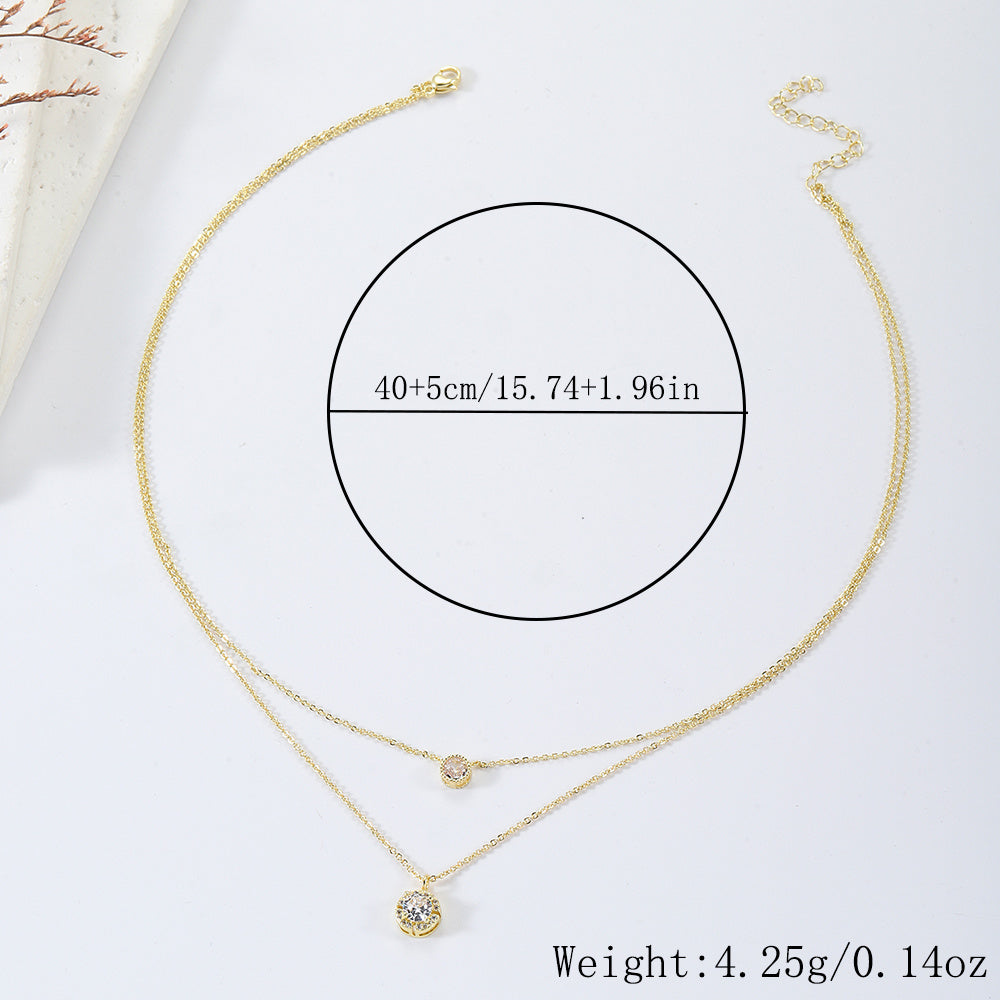 Sparkling Three-dimensional Zircon Pendant Necklace,