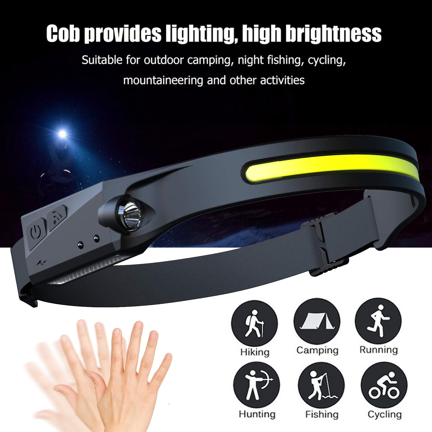 Rechargeable LED Headlamp — Motion Sensor, Waterproof (2-Pack) | Roadside Safety