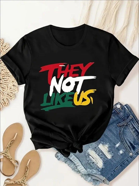 Plus Size Women's Comfort Crew Neck T-Shirt - Breathable  Loose Fit, Short Sleeve, Summer Essential - They Not Like Us Graphic Tee, Soft And Lightweight