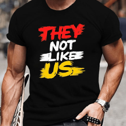 They Don't Like Us. Printed Men's Plus Size Multifunctional Short Sleeved T-shirt, Fashionable Breathable Top