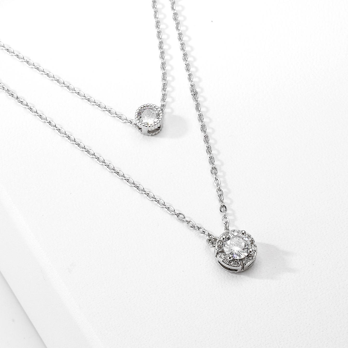 Sparkling Three-dimensional Zircon Pendant Necklace,