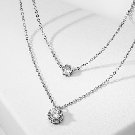 Sparkling Three-dimensional Zircon Pendant Necklace,