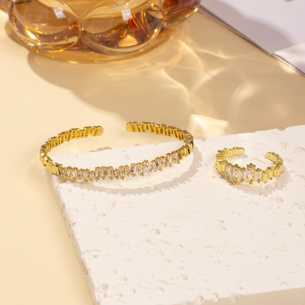 Cubic Zirconia Wristband and Ring