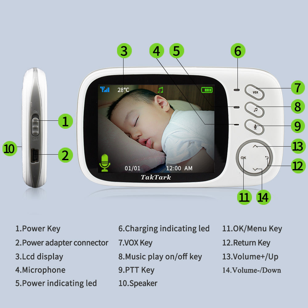3.2 Inch Digital Baby monitor Care Device