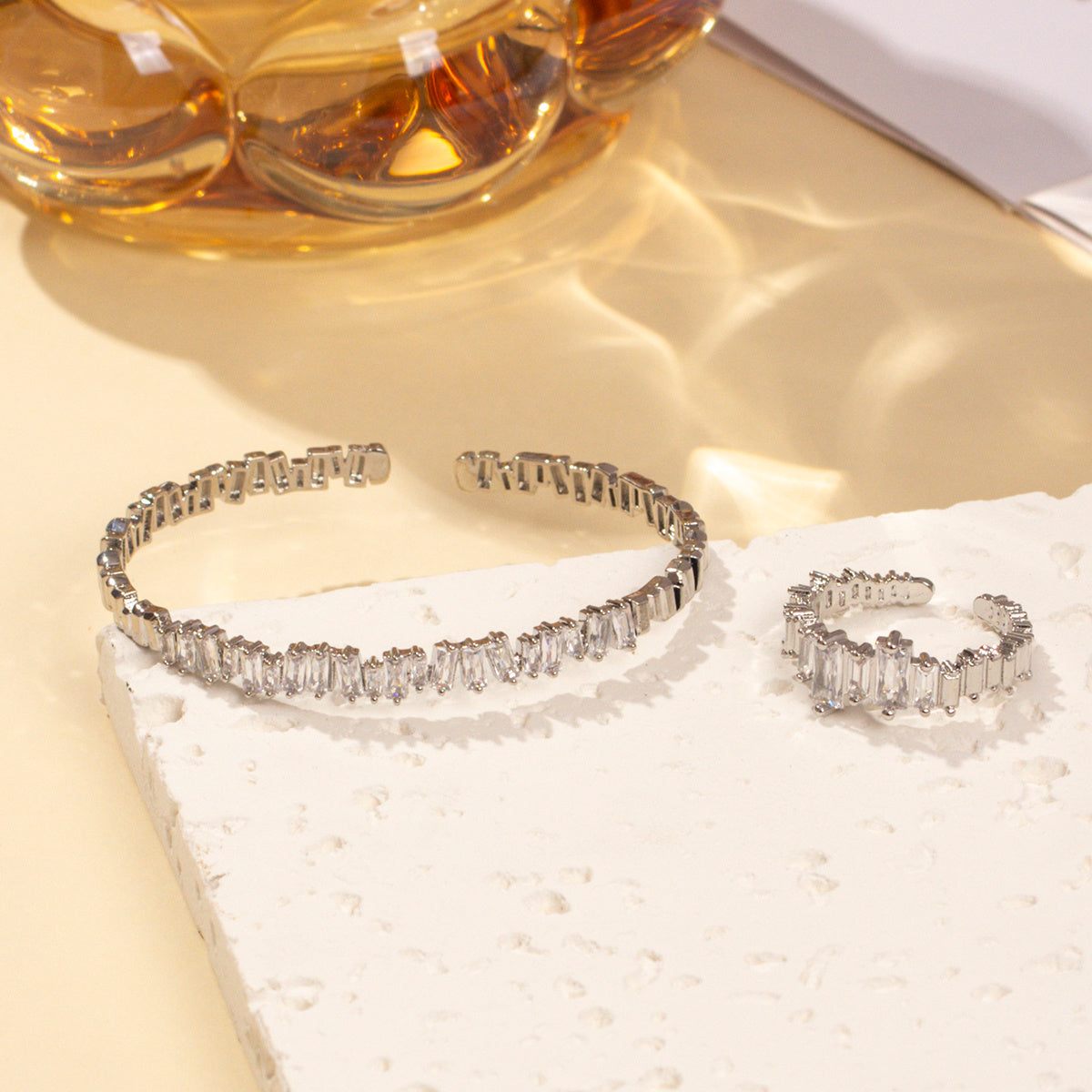 Cubic Zirconia Wristband and Ring