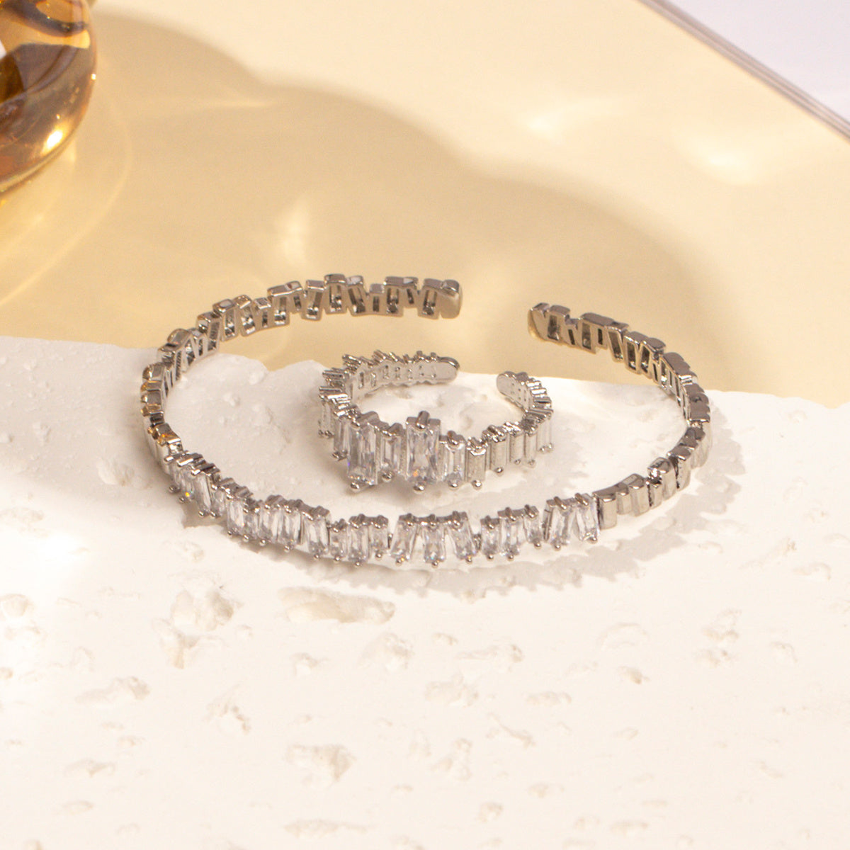 Cubic Zirconia Wristband and Ring