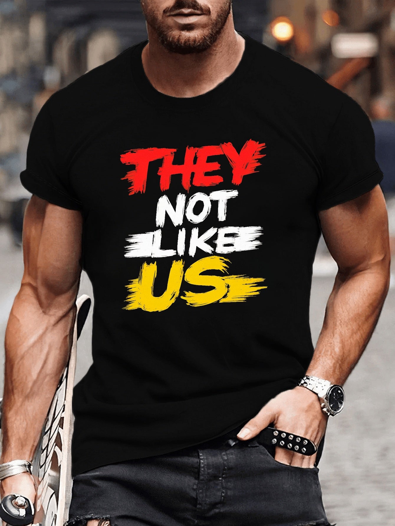 They Don't Like Us. Printed Men's Plus Size Multifunctional Short Sleeved T-shirt, Fashionable Breathable Top