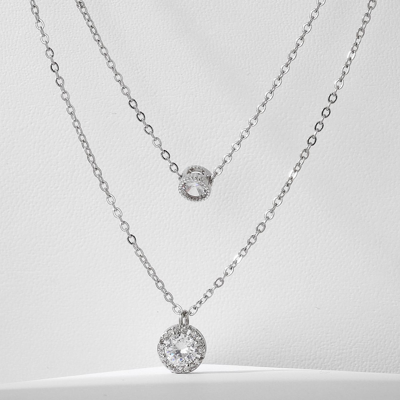 Sparkling Three-dimensional Zircon Pendant Necklace,