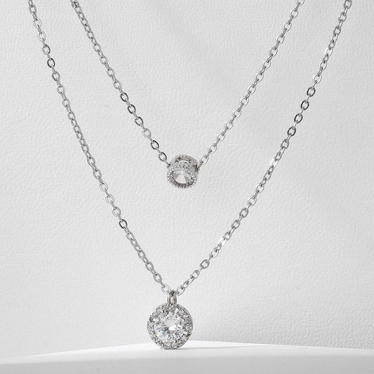 Sparkling Three-dimensional Zircon Pendant Necklace,