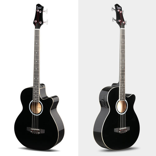 4 Strings With EQ, Rosewood Fingerboard Folk Bass, Black