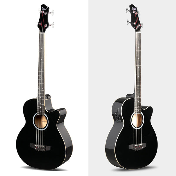 4 Strings With EQ, Rosewood Fingerboard Folk Bass, Black