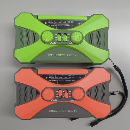 3 In 1 Portable Radio Hand Crank AM-FM-NOAA Emergency Reading Lamp Flashlight Solar Charging Power Bank Support SOS
